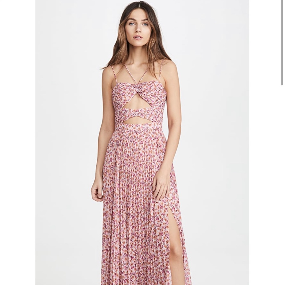 Amur Lana Cutout Bodice Pleated Dress